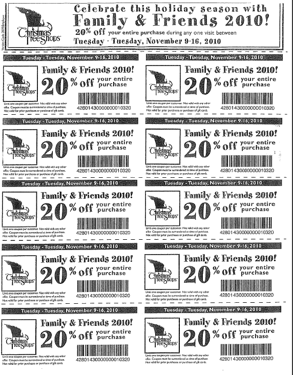 How do you get coupons for the Christmas Tree Shop?